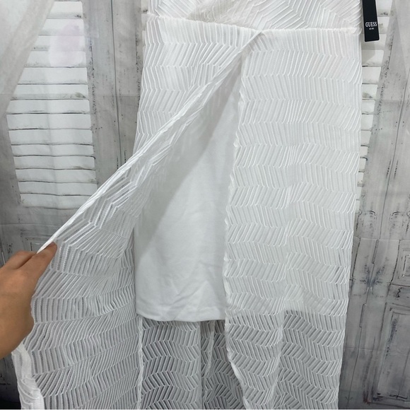 Guess Size 12 White Tulip Hem High Low Midi Dress Sleeveless Midi Wrap Skirt NEW - Picture 14 of 15